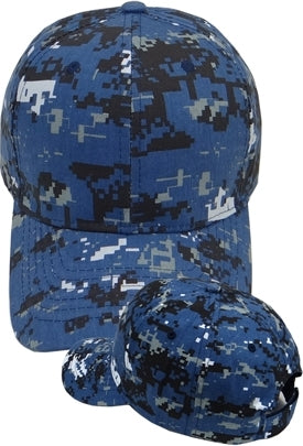 Plain Camouflage Curved Bill Mens Cap [Navy Digital Camo]