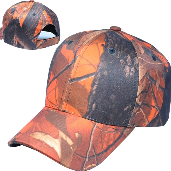 Plain Camouflage Curved Bill Mens Cap [Orange Real-Tree Camo]