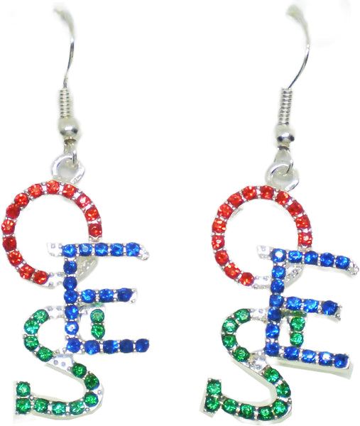 Eastern Star Crystal Overlap Letters Earrings [Silver]