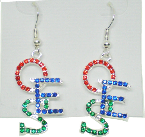 Eastern Star Crystal Overlap Letters Earrings [Silver]