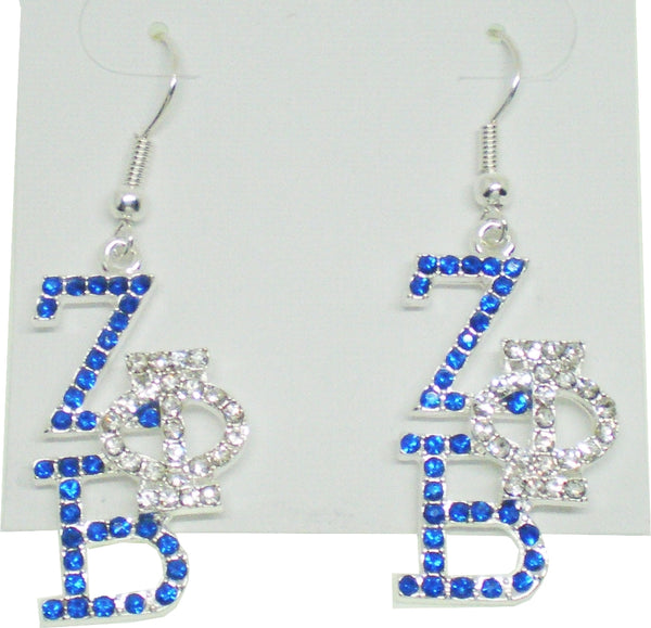 Zeta Phi Beta Crystal Overlap Letters Earrings [Silver]