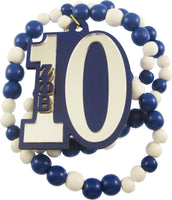 Zeta Phi Beta Wood Color Bead Tiki Line #10 Medallion [Blue/White]