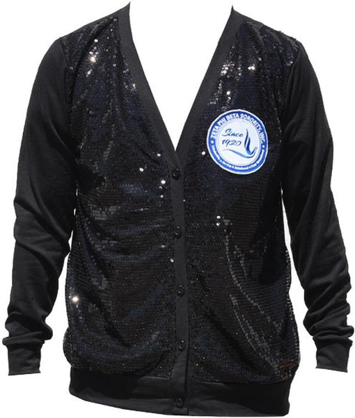 Big Boy Zeta Phi Beta Sequins Divine 9 Ladies Cardigan [Black]