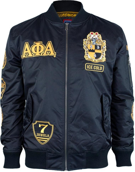 Big Boy Alpha Phi Alpha Divine 9 S1 Bomber Flight Mens Jacket [Black]