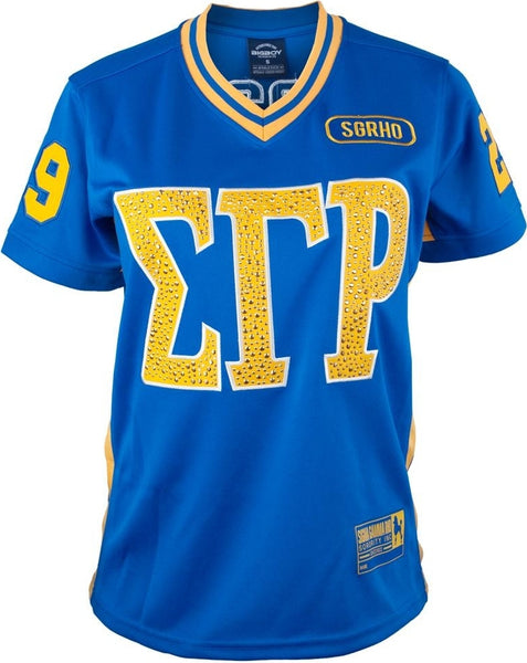 Big Boy Sigma Gamma Rho Rhinestud Divine 9 S10 Ladies Football Jersey [Royal Blue]