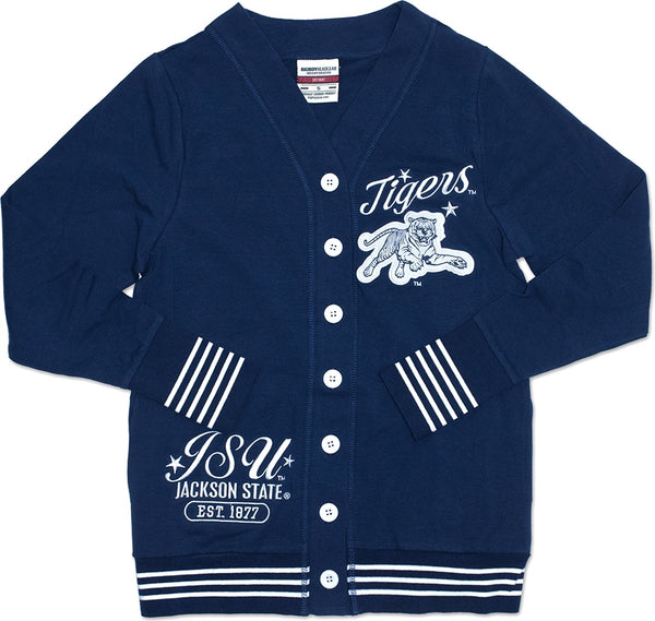 Big Boy Jackson State Tigers S4 Light Weight Ladies Cardigan [Navy Blue]