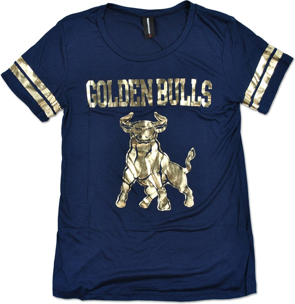 Big Boy Johnson C. Smith Golden Bulls Ladies Jersey Tee [Navy Blue]