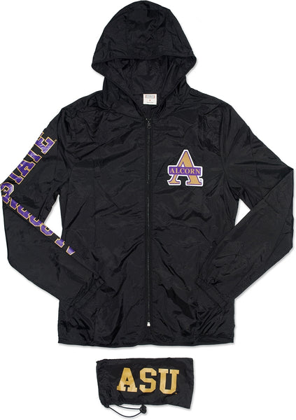 Big Boy Alcorn State Braves S1 Thin & Light Ladies Jacket With Pocket Bag [Black]