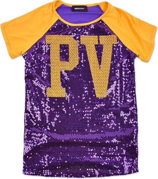 Big Boy Prairie View A&M Panthers Ladies Sequins Tee [Purple]