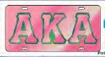 Alpha Kappa Alpha Outlined Color Mirror License Plate [Pink/Pink/Green]