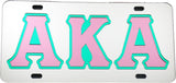 Alpha Kappa Alpha Outlined Color Mirror License Plate [Silver/Pink/Green]