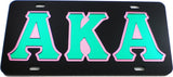 Alpha Kappa Alpha Outlined Color Mirror License Plate [Black/Green/Pink]