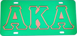 Alpha Kappa Alpha Outlined Color Mirror License Plate [Green/Green/Pink]