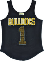 Big Boy Bowie State Bulldogs S2 Rhinestone Ladies Tank Top [Black]