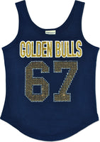 Big Boy Johnson C. Smith Golden Bulls S2 Rhinestone Ladies Tank Top [Navy Blue]