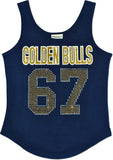 Big Boy Johnson C. Smith Golden Bulls S2 Rhinestone Ladies Tank Top [Navy Blue]