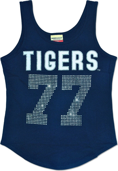 Big Boy Jackson State Tigers S2 Rhinestone Ladies Tank Top [Navy Blue]