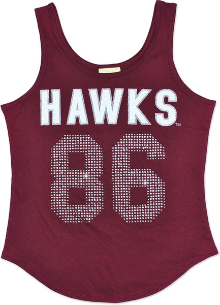 Big Boy Maryland Eastern Shore Hawks S2 Rhinestone Ladies Tank Top [Maroon]