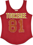 Big Boy Tuskegee Golden Tigers S2 Rhinestone Ladies Tank Top [Crimson Red]