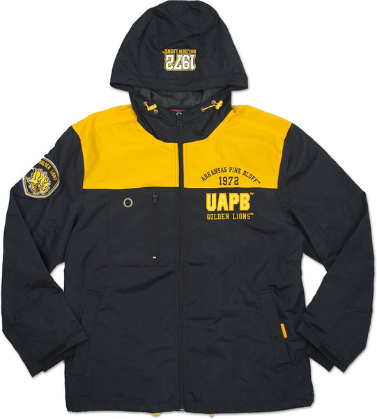 Big Boy Arkansas at Pine Bluff Golden Lions S3 Mens Windbreaker Jacket [Black]