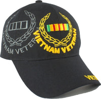 Vietnam Veteran Leaf Ribbon Shadow Mens Cap [Baseball Cap - Black]