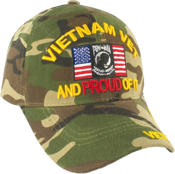 Vietnam Vet And Proud Of It POW MIA US Flag Mens Cap [Woodland Camouflage]