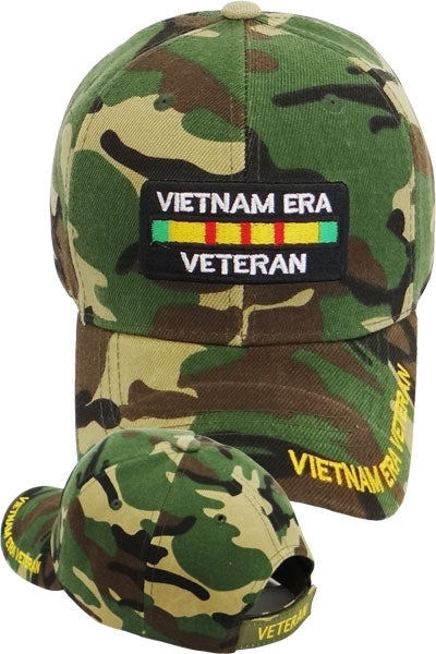 Vietnam Era Veteran Ribbon Patch Mens Cap [Woodland Camouflage]