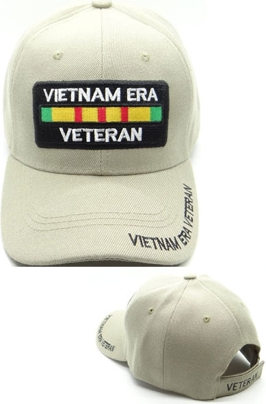 Vietnam Era Veteran Ribbon Patch Mens Cap [Beige/Black]