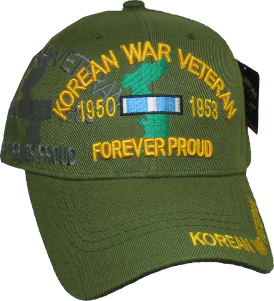 Korean War Veteran Forever Proud Map Shadow Mens Cap [Baseball Cap - Olive Green]
