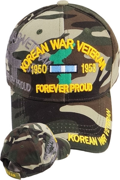 Korean War Veteran Forever Proud Map Shadow Mens Cap [Baseball Cap - Woodland Camouflage]