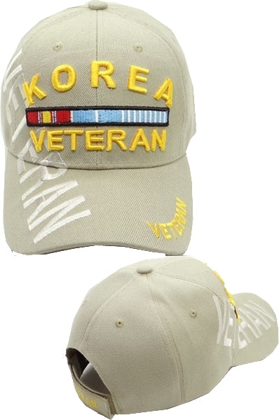 Korea Veteran Ribbons Text Shadow Mens Cap [Baseball Cap - Beige]