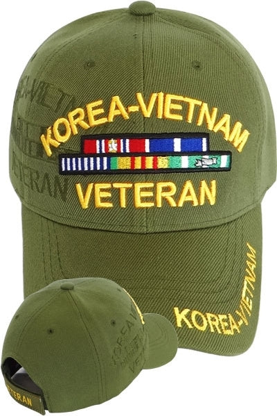 Korea-Vietnam War Veteran Ribbon Shadow Mens Cap [Baseball Cap - Olive Green]