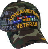 Korea-Vietnam War Veteran Ribbon Shadow Mens Cap [Baseball Cap - Woodland Camouflage]