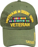Vietnam + Desert Storm War Veteran Ribbon Shadow Mens Cap [Baseball Cap - Olive Green]