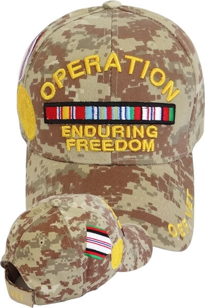 Operation Enduring Freedom Vet Ribbons With Medal Mens Cap [Desert ...
