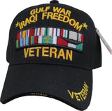 Gulf War Iraqi Freedom Veteran Ribbons Sandwich Bill Mens Cap [Black]