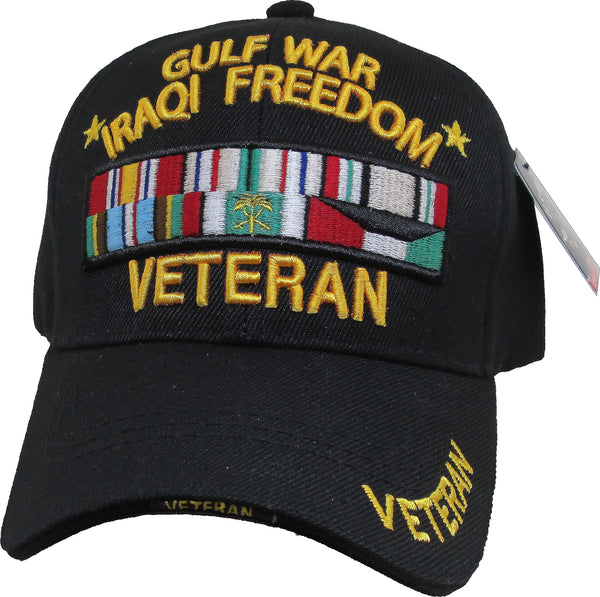 Gulf War Iraqi Freedom Veteran Ribbons Sandwich Bill Mens Cap [Black]