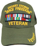 Desert Storm Iraqi Freedom Veteran Sandwich Bill Mens Cap [Olive Green]