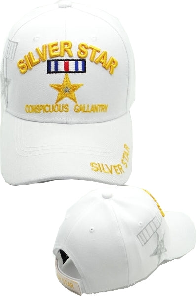 Silver Star Conspicuous Gallantry Shadow Mens Cap [Baseball Cap - White]