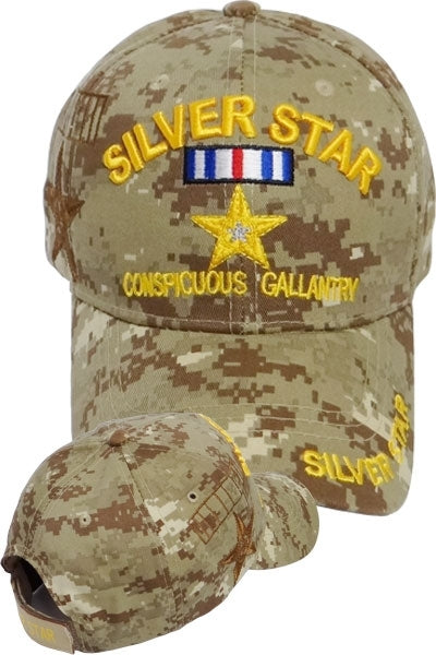 Silver Star Conspicuous Gallantry Shadow Mens Cap [Baseball Cap - Desert Digital]