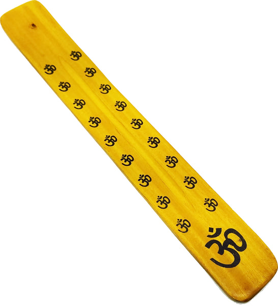 New Age Om Symbol Painted Canoe Incense Burner [Yellow]