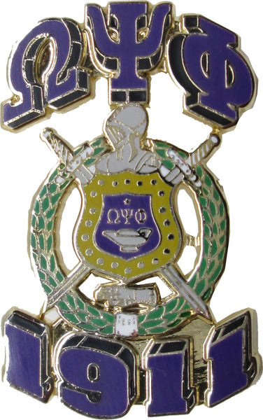 Omega Psi Phi 3D Shield Lapel Pin [Gold]