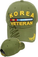 Korea Veteran Ribbons Text Shadow Mens Cap [Baseball Cap - Olive Green]