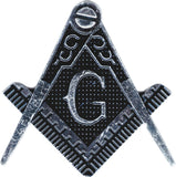 Mason Symbol Distressed Metal Cut-Out Car Emblem [Silver]