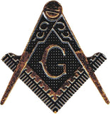 Mason Symbol Distressed Metal Cut-Out Car Emblem [Gold]