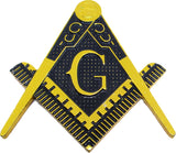 Mason Symbol Distressed Metal Cut-Out Car Emblem [Gold]
