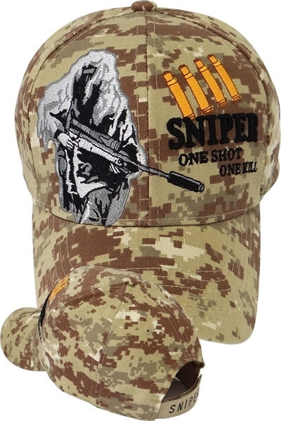 Sniper One Shot One Kill Mens Cap [Desert Digital]