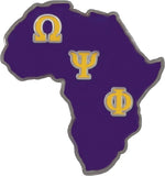 Omega Psi Phi Africa Shaped Lapel Pin [Silver]