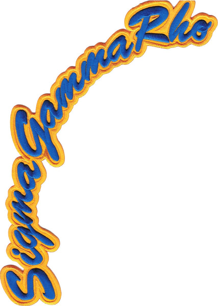 Sigma Gamma Rho Script Large Tackle Twill Rocker Iron-On Patch [Blue]