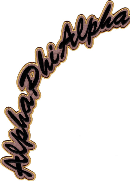 Alpha Phi Alpha Script Large Tackle Twill Rocker Iron-On Patch [Black]